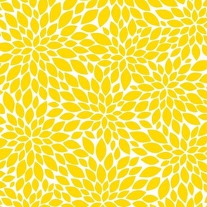 Dahlia Blossom Pattern - School Bus Yellow and White