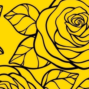 Large Rose Cutout Pattern - School Bus Yellow and Black