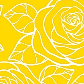 Large Rose Cutout Pattern - School Bus Yellow and White