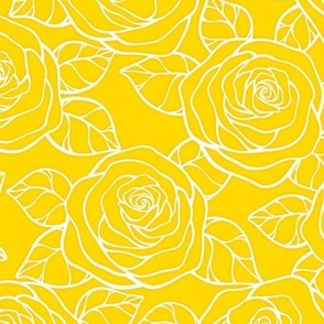 Rose Cutout Pattern - School Bus Yellow and White