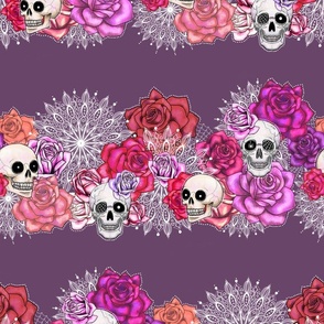 spooky skulls and roses stripe