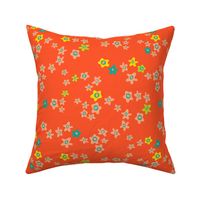 Ditsy Daisy Boho Floral in Orange Yellow Blush - SMALL Scale - UnBlink Studio by Jackie Tahara