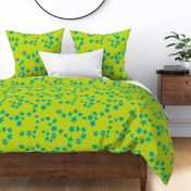 Ditsy Daisy Boho Floral in Green Teal - LARGE Scale - UnBlink Studio by Jackie Tahara