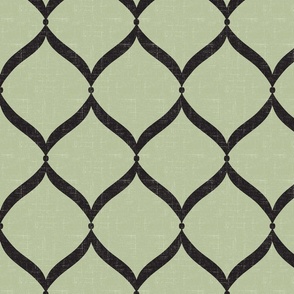 Ogee Tile – Black/Moss Green Linen