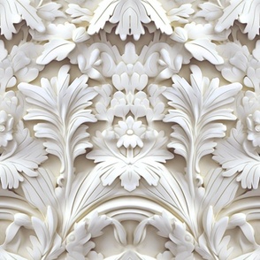 Oakleaf Floral –White/ Cream Wallpaper 