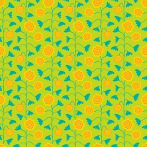 Nectar Boho Floral Vertical in Green Teal Yellow Orange - TINY Scale - UnBlink Studio by Jackie Tahara