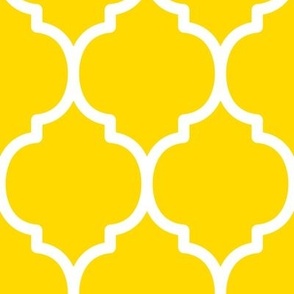 Extra Large Moroccan Tile Pattern - School Bus Yellow and White