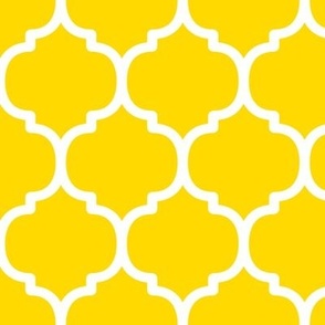 Large Moroccan Tile Pattern - School Bus Yellow and White