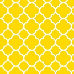 Quatrefoil Pattern - School Bus Yellow and White