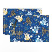 Hanukkah Birds Navy: Happy Hanukkah Collection, Menorah, Star of David, Jewish Festival of Lights - M