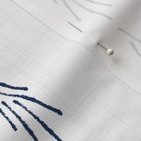 indigo - indigo blue arrows on textured white - shibori fabric