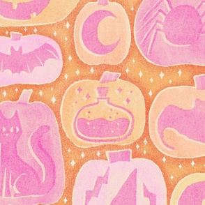 Halloween Pumpkins - extra large -  orange pink pastel 