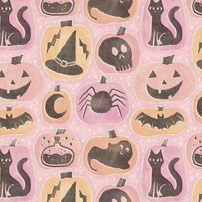 Halloween Pumpkins - medium - vintage pink and black
