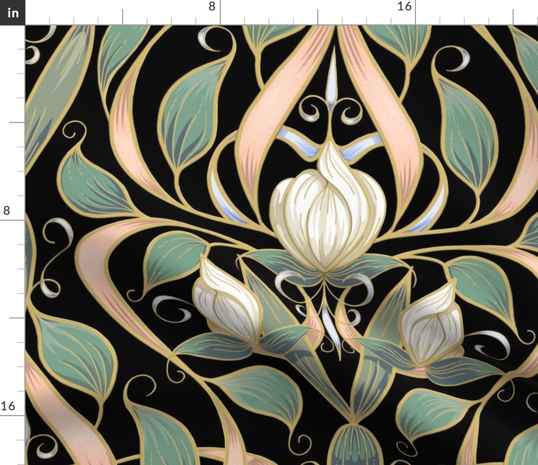 Art Nouveau Serene Blossom | Black