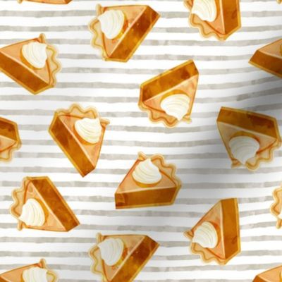 Pumpkin Pie Slice - fall dessert - thanksgiving - beige stripes - C21