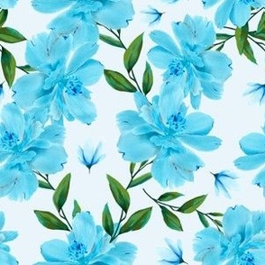 Aqua Blue Flowers 