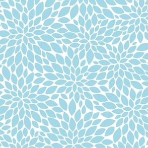 Dahlia Blossoms Pattern - Arctic Blue and White
