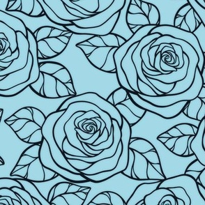 Rose Cutout Pattern - Arctic Blue and Midnight Black