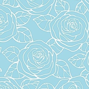 Rose Cutout Pattern - Arctic Blue and White