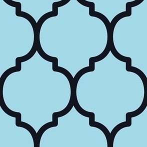 Extra Large Moroccan Tile Pattern - Arctic Blue and Midnight Black