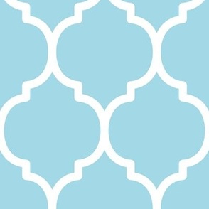 Extra Large Moroccan Tile Pattern - Arctic Blue and White