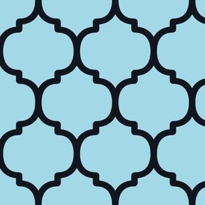 Large Moroccan Tile Pattern - Arctic Blue and Midnight Black