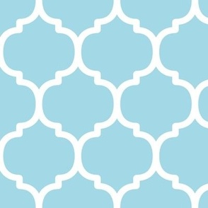 Large Moroccan Tile Pattern - Arctic Blue and White