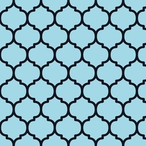 Moroccan Tile Pattern - Arctic Blue and Midnight Black