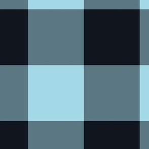 Extra Jumbo Gingham Pattern - Arctic Blue and Midnight Black