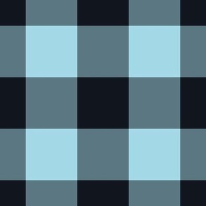 Jumbo Gingham Pattern - Arctic Blue and Midnight Black