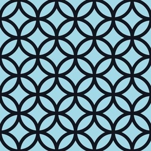 Interlocked Circles Pattern - Arctic Blue and Midnight Black