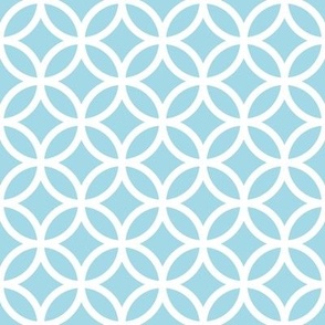 Interlocked Circles Pattern - Arctic Blue and White