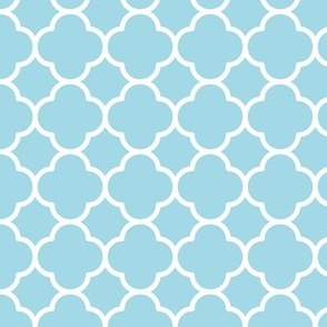 Quatrefoil Pattern - Arctic Blue and White