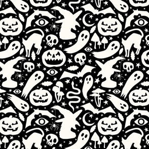 Spooky Silhouettes | Maximalist Monochrome Halloween Print