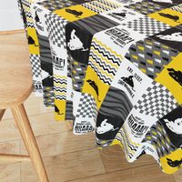 3 inch Eat Sleep Snowmobile//Yellow  - Wholecloth Cheater Quilt