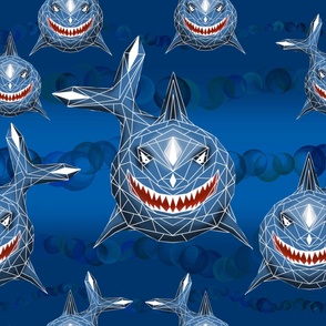 Shark in Geometric pattern in white outlines