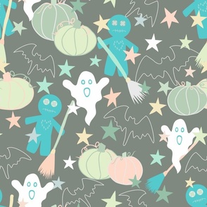 Spooky Halloween - Pastels -16" Repeat