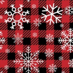 Red Black Plaid Snowflakes
