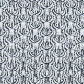 Navy and white scallop dot fabric and wallpaper