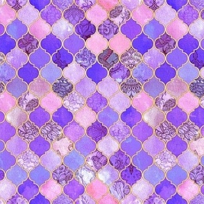 Pink, Purple and Gold Decorative Moroccan Tiles Tiny Print