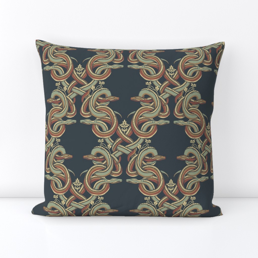 Knotted Snake Damask in Nature Earth Tones - 8in