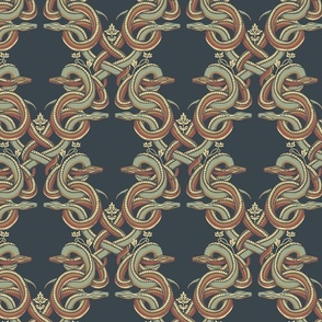 Knotted Snake Damask in Nature Earth Tones - 8in
