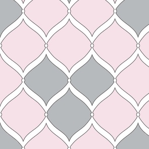Ogee Tile - Pink, Gray and White 