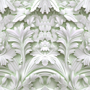  Oakleaf Floral – White/Mint Wallpaper 