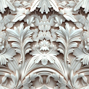 Oakleaf Floral – Off White/Taupe Wallpaper 
