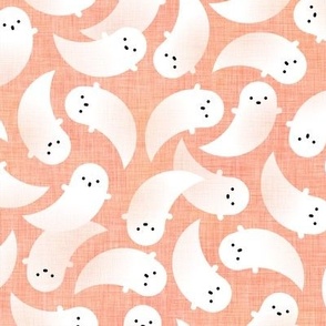 Ghosts Pastel Orange Background Medium- Cute Ghost- Creepy Cute Kawaii Pastel Halloween- Kids- Baby
