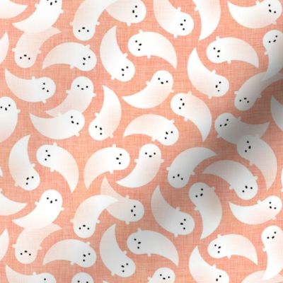 Ghosts Pastel Orange Background Small- Cute Ghost- Creepy Cute Kawaii Pastel Halloween- Kids- Baby