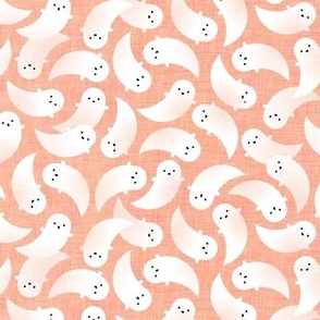 Ghosts Pastel Orange Background Small- Cute Ghost- Creepy Cute Kawaii Pastel Halloween- Kids- Baby