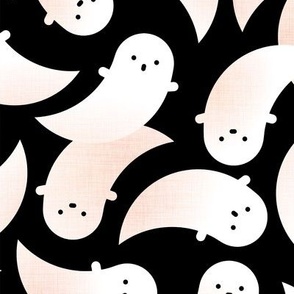 Ghosts Black Background Extra Large- Cute Ghost- Creepy Cute Kawaii Halloween- Kids- Baby