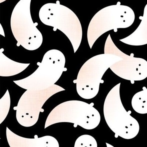 Ghosts Black Background Large- Cute Ghost- Creepy Cute Kawaii Halloween- Kids- Baby